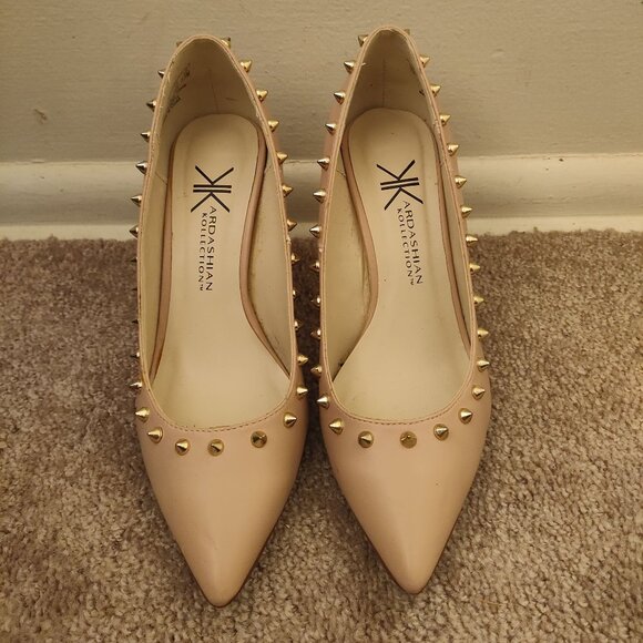 Kardashian Tawnya Spiked Heels Womens 10 Blush Pink Point Toe Pumps Size 7 - Picture 1 of 5